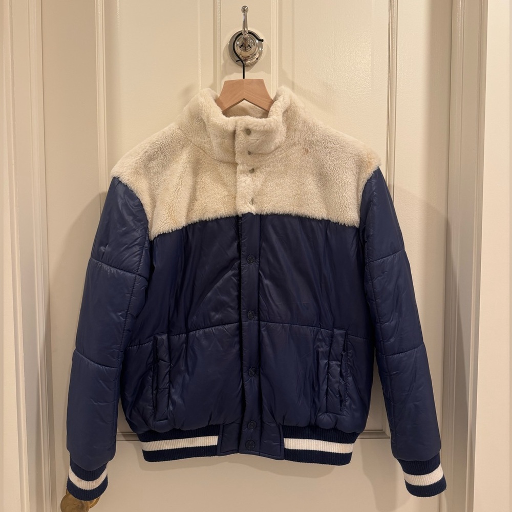 MOTHER Navy and Cream Puffer Jacket